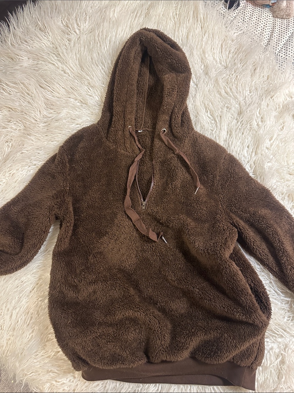 Fuzzy Teddy  Brown Sherpa Hoodie small